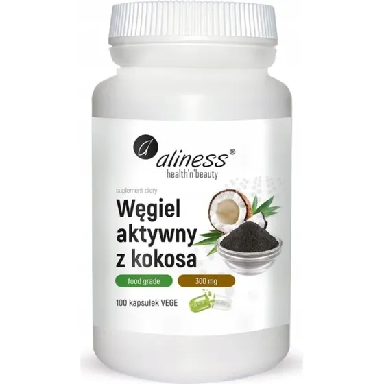 Aliness Węgiel aktywny z kokosa 300 mg 100 kapsułek