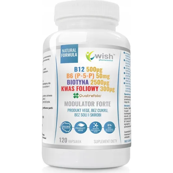 Wish Modulator Forte B12 B6 Biotyna Kwas Foliowy 120 kaps.
