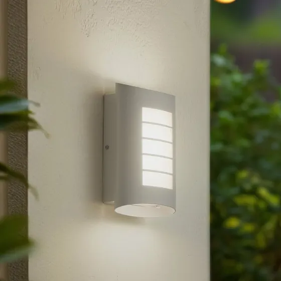 Lindby Ismael Kinkiet zewnętrzny LED, biały, aluminium, 26,8 cm