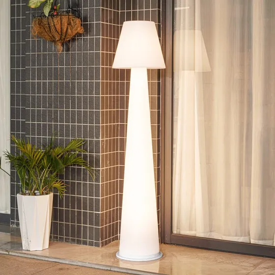Lucande Gauri Lampa Podłogowa IP44 Biała 153 cm