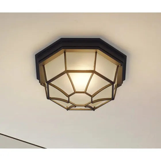 Lampa sufitowa zewnętrzna Lindby Idril, antracyt, Ø 26,5 cm