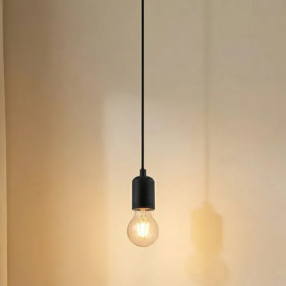 Lampa wisząca Lindby Hattie, E27, czarna, Ø 4,7 cm
