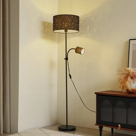 Lampa podłogowa Lindby Melanie Czarna - 2-punktowa