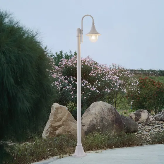 Lampa ogrodowa Lindby Daphne, 220 cm, biała, aluminium