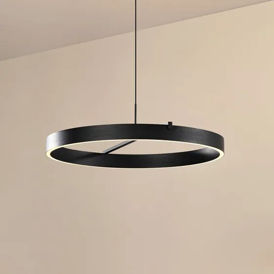 Żyrandol LED Lucande Rovan, Ø 60 cm, czarny, CCT, ściemniany
