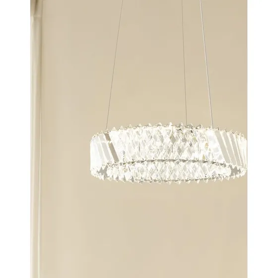 Lucande Glacis Żyrandol LED Kryształowy, Chrom, Ø 40 cm