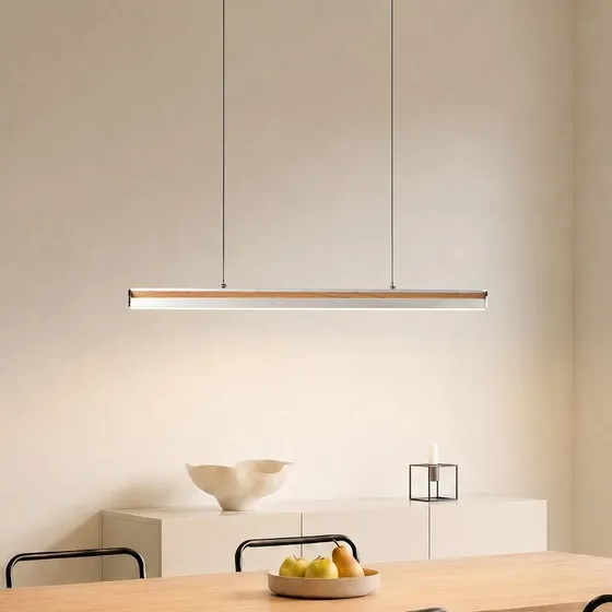Lucande Lutana Żyrandol LED 101 cm Różowe Złoto/Drewno