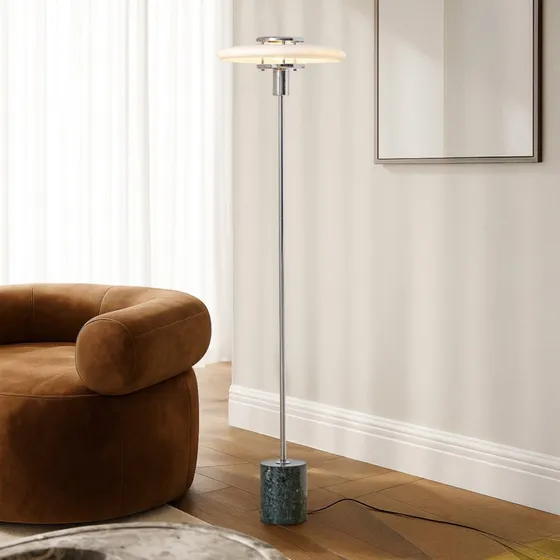 Lampa podłogowa Lindby Branford, styl retro, biało-zielona