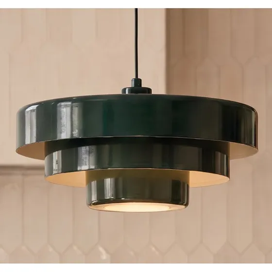 Lindby Tivra Żyrandol, zielony błyszczący, Ø 35 cm, metal