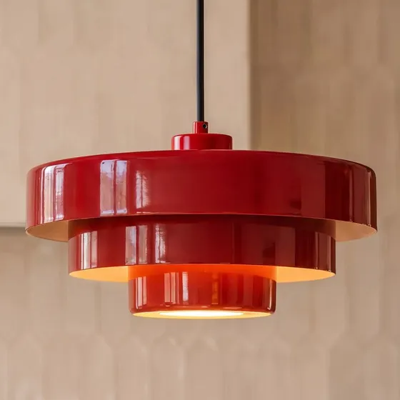 Lindby Tivra Żyrandol Czerwony Metalowy Ø 35 cm