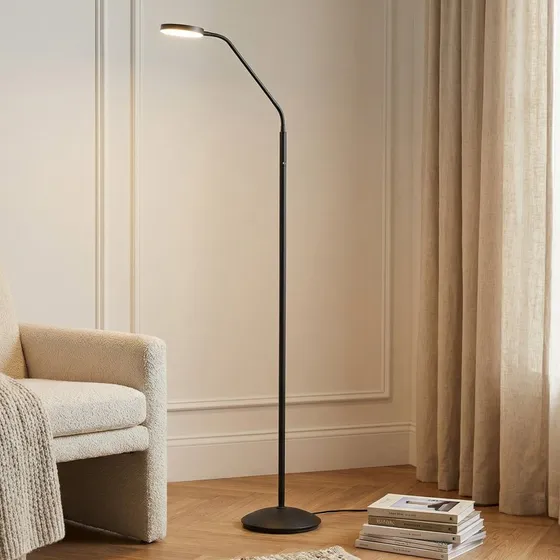 Lindby Elvyn Lampa Stojąca LED, Czarna, Regulowana