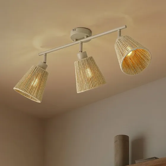 Lampa sufitowa Lindby Anuva, 72 cm, beżowa, papierowa, 3-punktowa