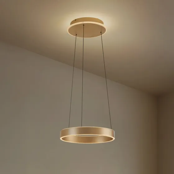 Lucande Tindra Żyrandol LED, Ø 40 cm, Złoty, Ściemniany
