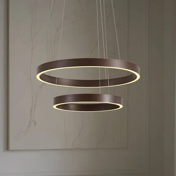 Lucande Yonam Żyrandol LED, Ø 60 cm, Brązowy, CCT