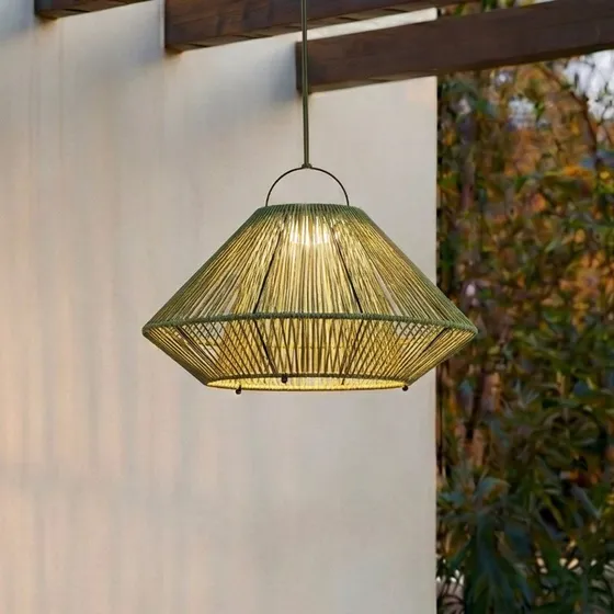 Lampa wisząca solarna Lindby Austas LED, zielona, Ø 50 cm