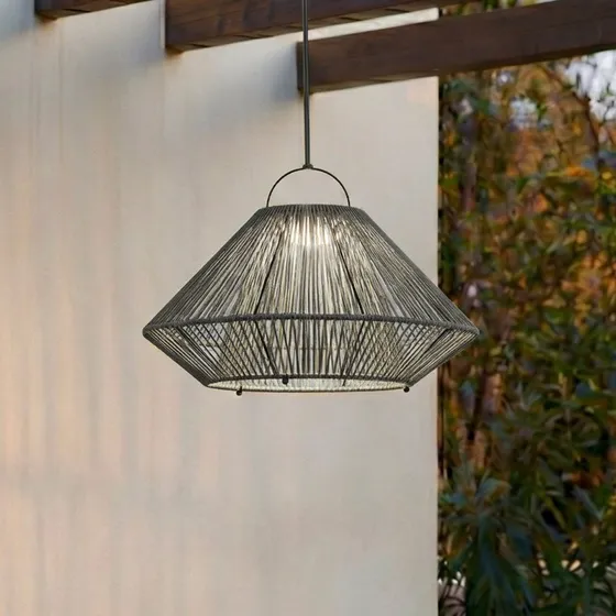 Lampa wisząca Lindby Austas LED Słoneczna, Szara, Ø 50 cm