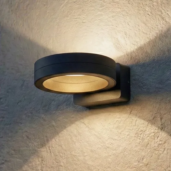 Lindby Selviro Kinkiet Zewnętrzny LED, Antracyt, Ø 20 cm, IP65