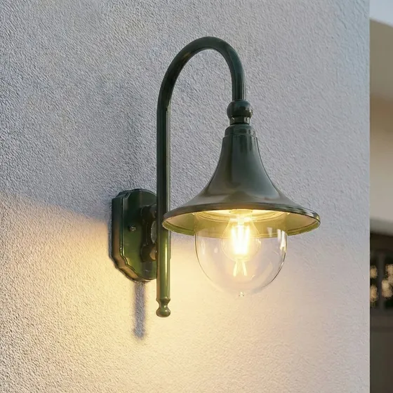 Lindby Daphne Kinkiet zewnętrzny, zielony, E27, IP44, aluminium