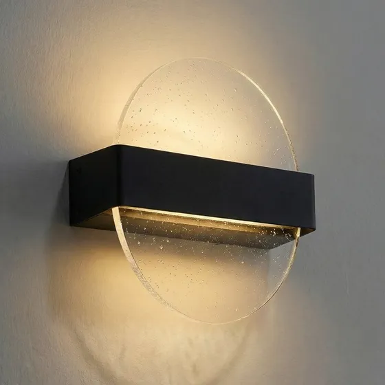Kinkiet LED Lucande Narkelo, czarny/przezroczysty, CCT, IP44