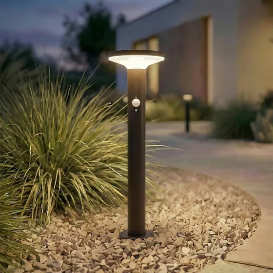 PRIOS Kalen Lampa LED na słupku z panelem słonecznym, 50 cm, czarna