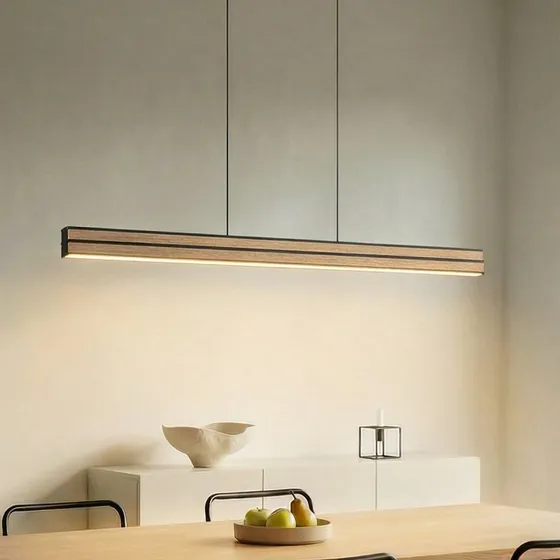 Żyrandol LED Lisene Quitani, dąb/czerń, 117 cm, CCT