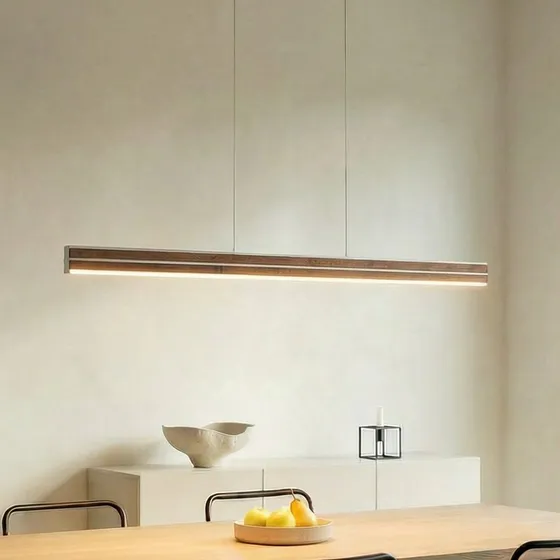 Quitani Lisene Żyrandol LED 117 cm, orzech/srebro, CCT