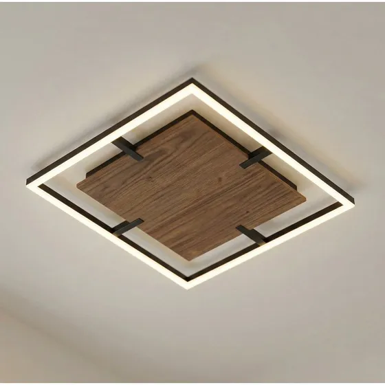 Lucande Vectra Lampa sufitowa LED, 50x50 cm, drewno, ściemniana
