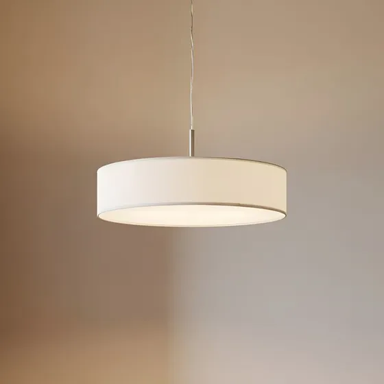 Lindby Żyrandol Sebatin, Ø 50 cm, beżowy, tkanina, E27