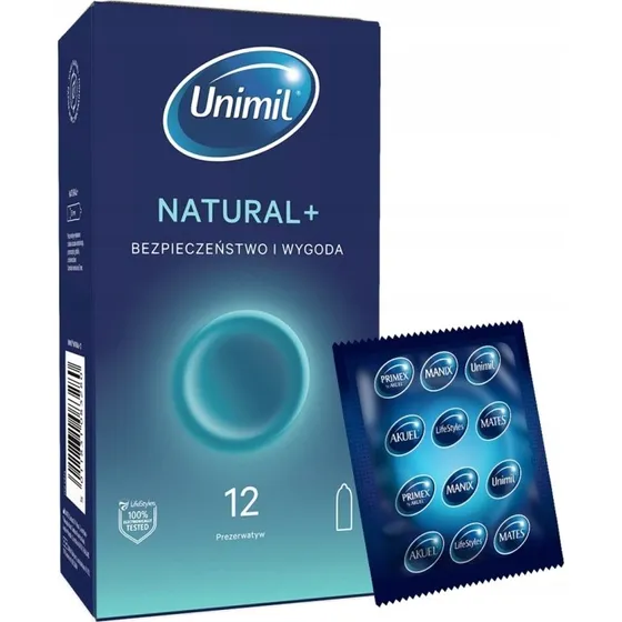 Prezerwatywy UNIMIL NATURAL klasyczne nawilżające 12 sztuk