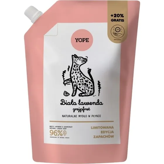 YOPE Mydło w płynie Biała Lawenda Grejpfrut Refill 600 ml