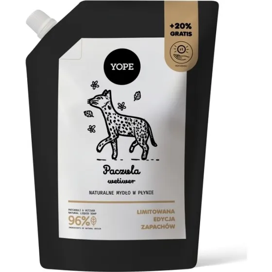 YOPE Mydło w płynie Paczula Wetiwer Refill 600 ml