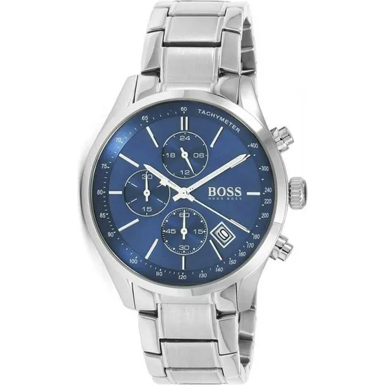 Hugo Boss Zegarek Męski 1513478, Niebieski, Srebrna Koperta, 44 mm