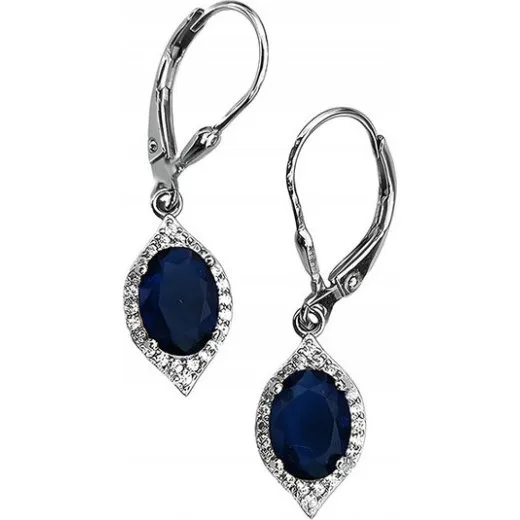 Srebrne kolczyki 925 szafirowe krople 3,5cm