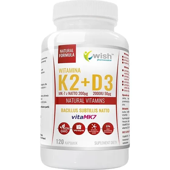 Wish Wegańska Witamina K2+ D3 120 kapsułek