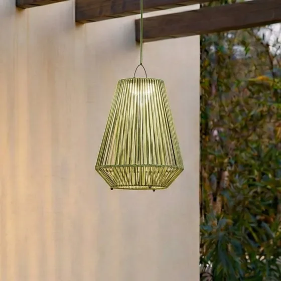 Lampa wisząca Lindby Austas LED Solar, zielona, Ø 32 cm