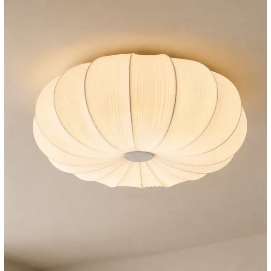 Lampa sufitowa Lindby Marielle, 3x E27, biała, tkanina, Ø 55 cm