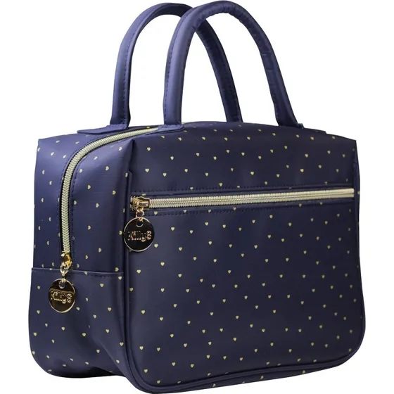KillyS Golden Heart – elegancka kosmetyczka z uchwytem, granatowa