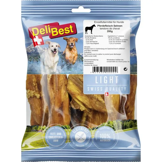 DeliBest Light ścięgna końskie dla psa, 2 x 200 g