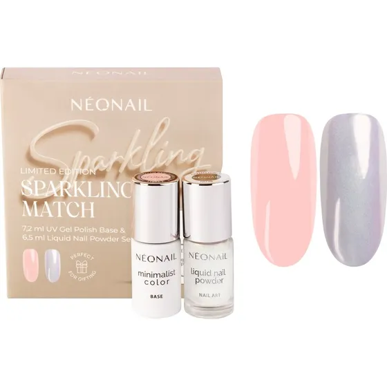 NEONAIL Sparkling Match: Baza Hybrydowa i Płynny Pyłek