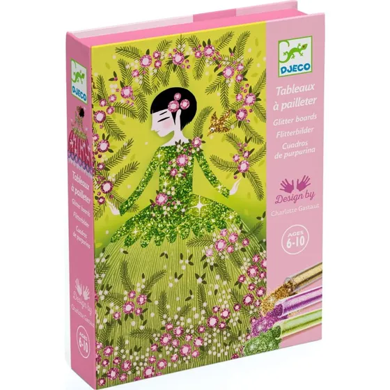 DJECO Zestaw artystyczny Malowanie brokatem - Suknie