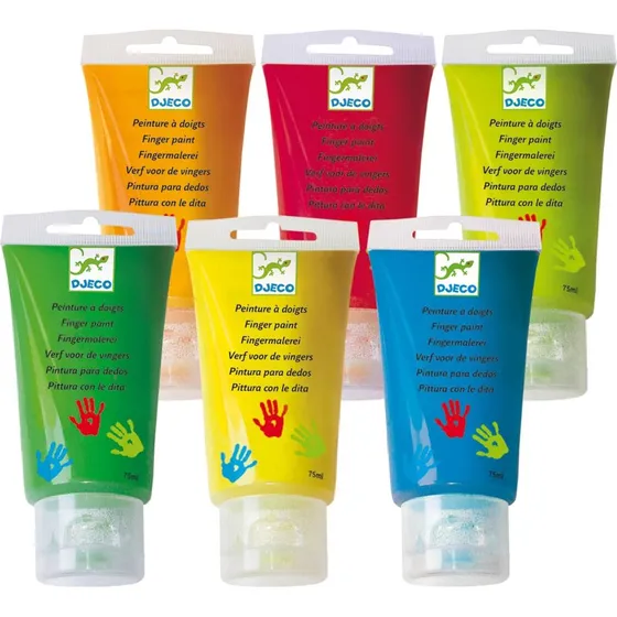 Djeco Farby do malowania palcami 6 kolorw 75 ml
