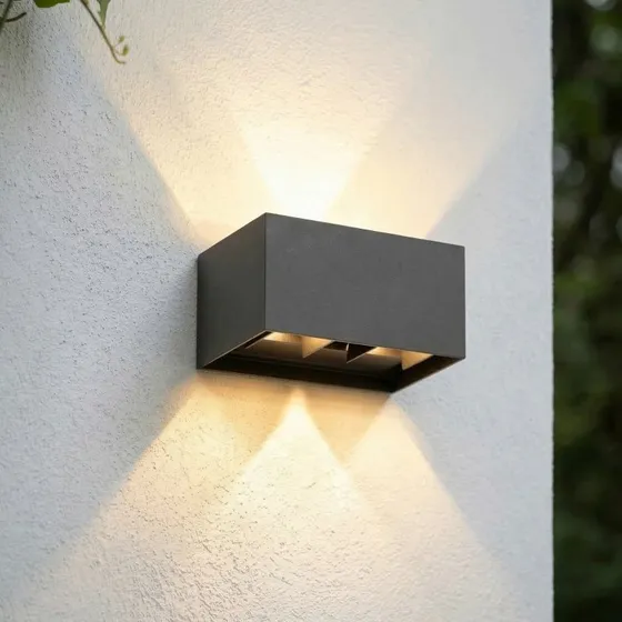 Kinkiet zewnętrzny LED Lindby Nivar, czarny, 20 cm, IP54