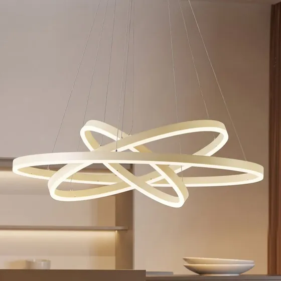 Arcchio Albiona LED Żyrandol beżowy, 3 pierścienie, Ø 80 cm
