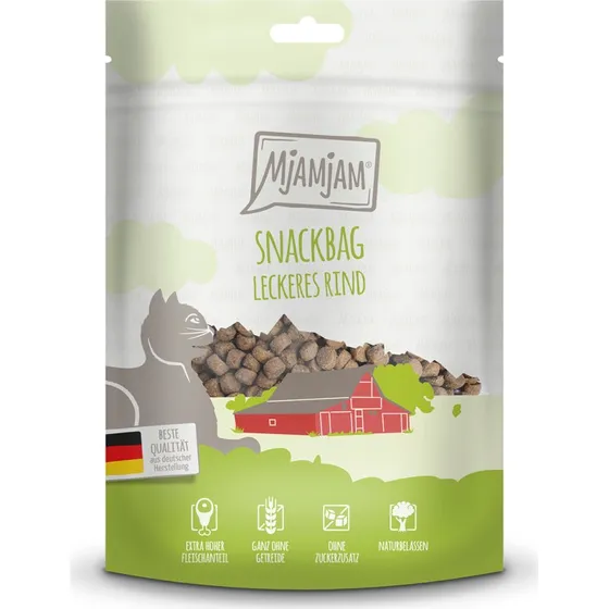 MjAMjAM Snackbag Wołowina - Przysmaki dla kota, 125 g