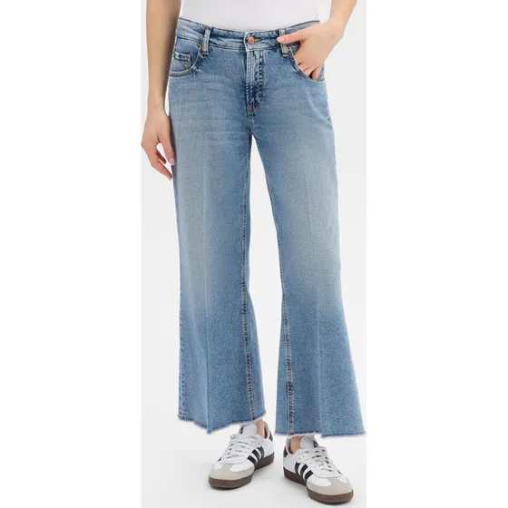 Cambio Jeans Felina blau - Cropped Jeans z frędzlami