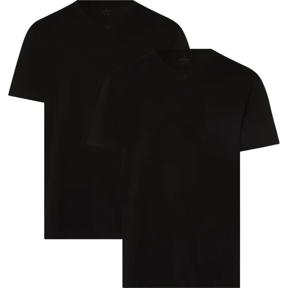 Ragman T-shirty męskie z dekoltem w serek, bawełna, czarne, 2 szt.