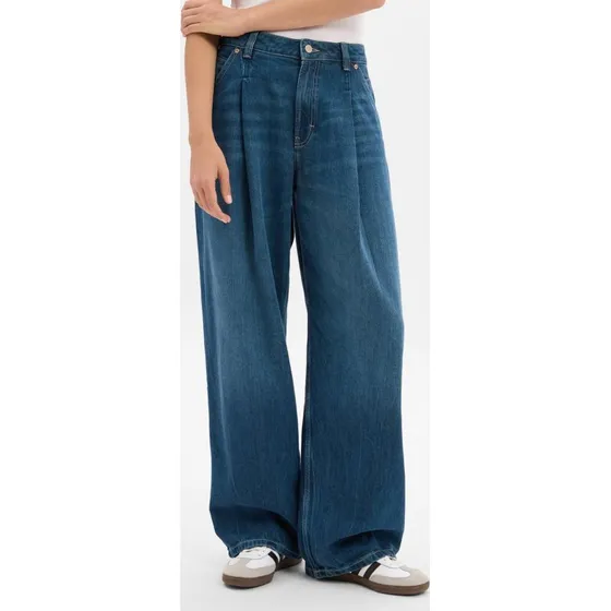 Boss Jeansy Wide Leg Niebieskie