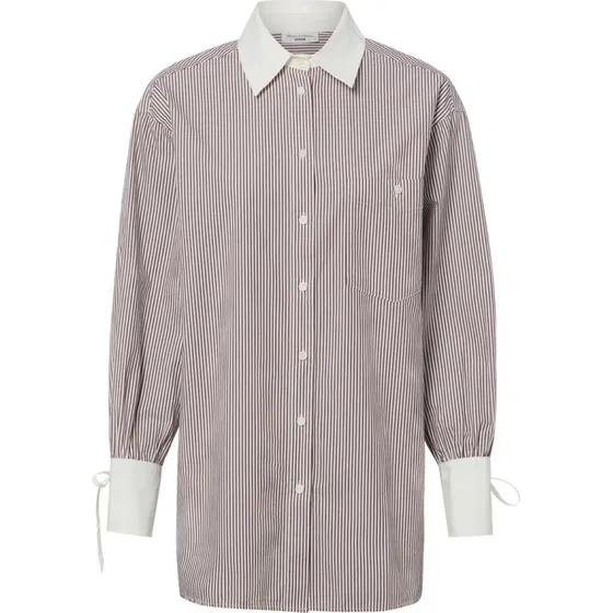 Marc O'Polo Koszula Denim w Paski - Brązowa