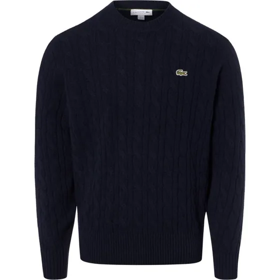 Lacoste Sweter Wełniany z Warkoczem - Niebieski