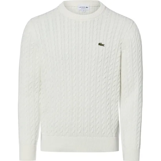 Lacoste Sweter z Dzianiny Kablowej Biały, Rozmiar 6